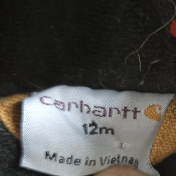 Carhartt Jacket Infant 12M Brown Hooded Insulated Canvas Workwear Boys Full Zip - Picture 7 of 9